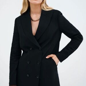 Sophisticated Black Double-Breasted Women's Blazer